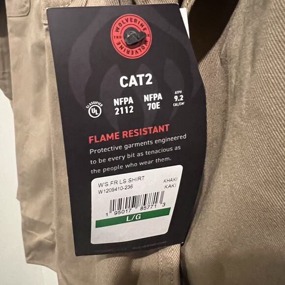 Wolverine Men FR Twill Long Sleeve Shirt Button Down Shirt Cotton, Sz Large - Picture 4 of 8